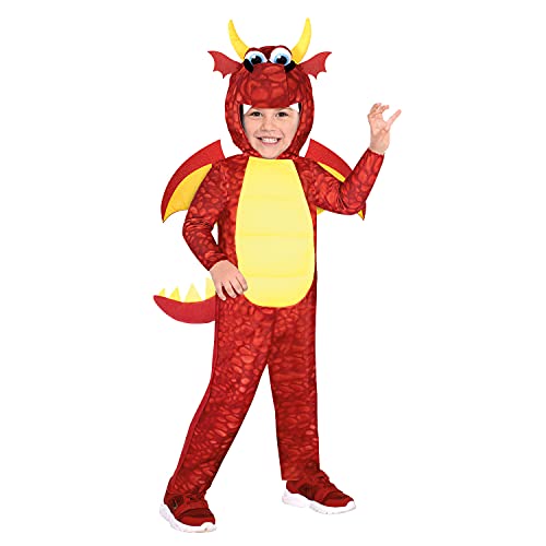 amscan 9912031 – Costume d'Halloween de dragon rouge pour enfants de 4 à 6 ans