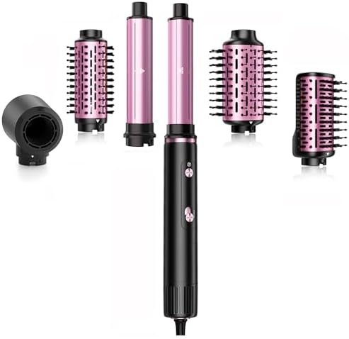 SKIMI 110,000 RPM Brushless Motor Hair Dryer Brush - 5 Muti-Styler for Fast Drying, Curling, Volumizing & Straightening | High-Speed Hot Air Brush for All Hair Types (Black & Coral)