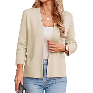 GRACE KARIN Womens Elegant 3/4 Sleeve Cardigans with Pockets Summer Cardigan Open Front Business Office Casual Bolero