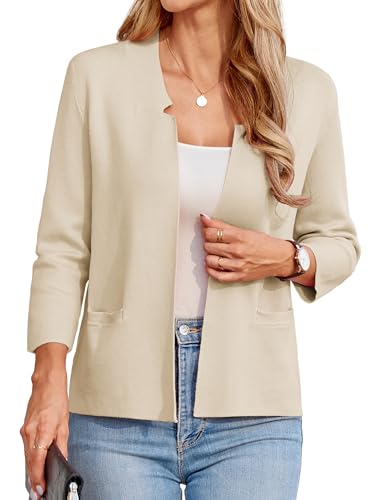GRACE KARIN Womens Elegant 3/4 Sleeve Cardigans with Pockets Summer Cardigan Open Front Business Office Casual Bolero