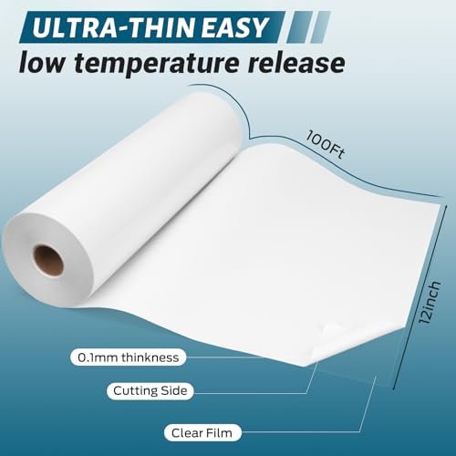 Lzerking Iron On Vinyl HTV Rolls- 12inx100Ft Heat Transfer Vinyl for T-Shirts, Matte White Vinyl Transfer Accessories for All Cutter or Heat Press Machine by Lzerking - Image 2