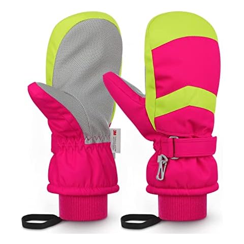 Skihandschuhe Kinder - Wasserdicht Handschuhe Kinder Winterhandschuhe für Jungen und Mädchen, Warme Fäustlinge Handschuhe Atmungsaktiv Winter Thinsulate Ski Schnee Handschuhe für 3-14 Jahre Kinder Cover