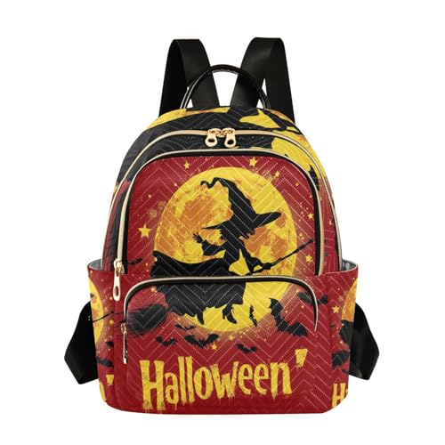 Mochila de viaje ligera y compacta diseño de bruja feliz de Halloween lavable para mujer