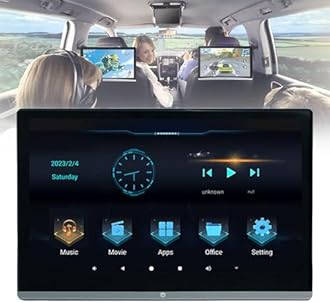 MTTXY 13.3in Car Headrest Video Players, Car TV Headrest Monitor with Touchscreen & LED Ambient Light, HDMI Out/in Bluetooth FM USB-8G+128G