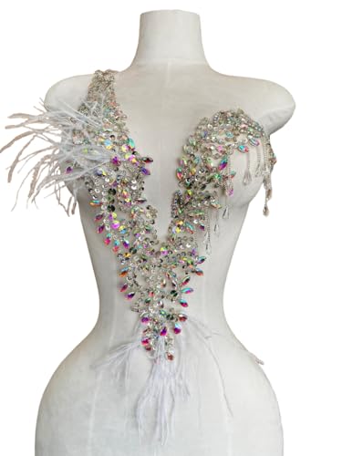 Applique à coudre plume strass pour création robe mariée AB - 4