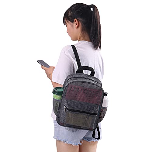 MAY TREE Grey Mesh Backpack for School, Beach, Swimming, Outdoor Workout, Fitness, Travel, Sports Equipment Storage - Transparent, Durable Polyester Mesh 5