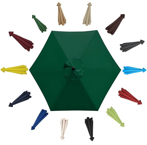 6 Arms/8 Arms Replacement Parasol Canopy for 2.0m 2.30m 2.7m 3.0m, Parasol Replacement Cover Anti-UV Waterproof, Umbrella Replacement Fabric for Garden, Patio, Outdoor, Pool, Beach(Turquoise,2.7m/6 Ar