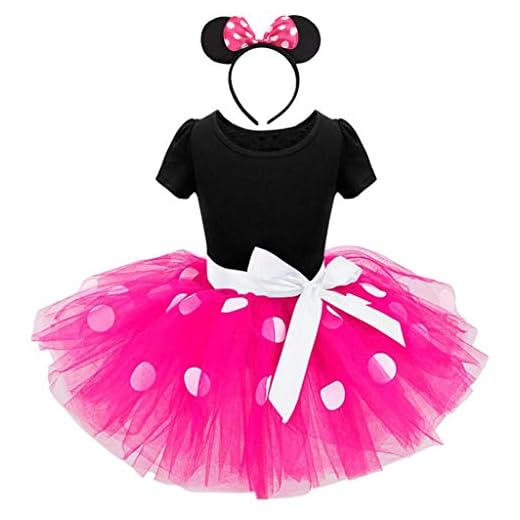 Lito Angels Mimmi Pigg-kostym, fin utklädnad med musöron, rosett och hårband för småflickor för halloween, födelsedagsfest, prickig tyllkjol, ålder 2–3 år, chockrosa