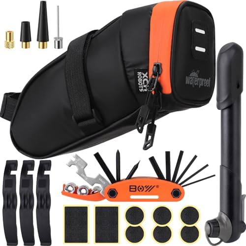 Bolsa de reparo de selim de bicicleta com remendo de pneu e bomba...