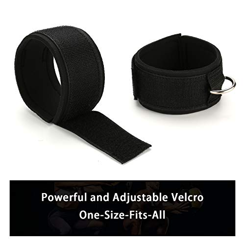 exreizst Ankle Wrist Cuffs - Ankle Wrist Straps - Soft Neoprene Padded Straps with D-Ring - Adjustable Cable Machines Straps for Legs Exercise Fitness - Thumbnail 2