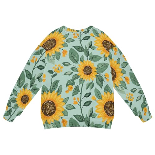 JUNZAN Cartoon Sunflowers Green Big Boys Hooded Sweatshirt Crewneck Hoodies for Girls Party 4T2