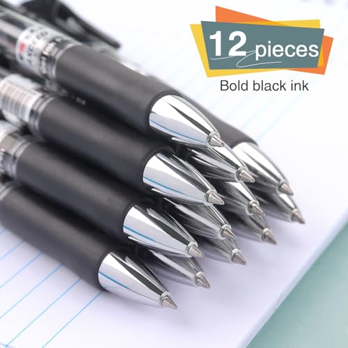 Bolígrafos de gel finos negros, pack 12 unidades miniatura 4