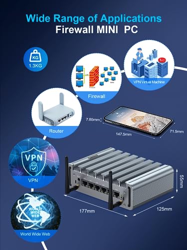 Image of HYSTOU Firewall Mini PC J5005 4GB DDR4 128GB SSD Router PC | Micro Firewall Appliance for Networking, 6*2.5GbE Firewall Router, AES-NI, Vesa /Wall Mount,4USB,RS232 COM,Support OPNsense