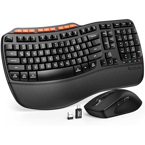 Ergonomic Wireless Keyboard and Mouse Combo, Full Size Wave, Natural Typing