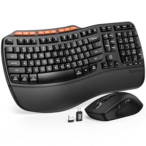 Ergonomic Wireless Keyboard and Mouse Combo, 2.4G Full Size Wave Key Board with Cushioned Palm Rest, Natural Typing, 3 DPI Adjustable Mouse, USB-A & C for Computer/Laptop/Mac/Tablet – Sablute