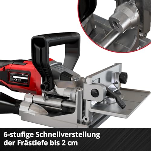 Einhell Akku-Flachdübelfräse TE-BJ 18 Li-Solo Power X-Change (18 V, Li-Ion, stufenlose Winkel-/Höheneinstellung, 6-stufige Tiefenverstellung, ohne Akku & ohne Ladegerät)