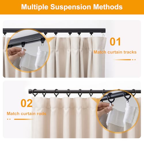 Image of hoeflife Room Divider Curtains Blackout Floor to Ceiling Curtain with Hook Sliding Door Curtains Ceiling Mount Extra Wide Curtain Wall Divider for Room Separation (Beige, W100 x H84 Inch)