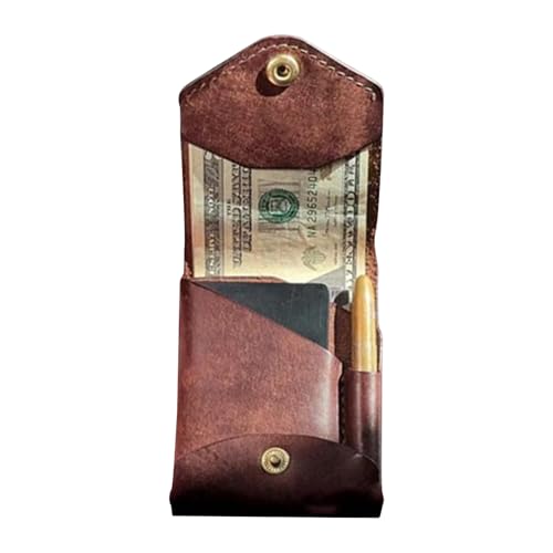 Generisch Leder Bifold Geldbörse Herren – PU Leder, Minimalistischer Schlanker Multifach Kartenhalter | ŔFID Schutz Kompaktes Portemonnaie, Geldorganizer Stiftschlitz für 4-12 Karten und Reise – Bild 7