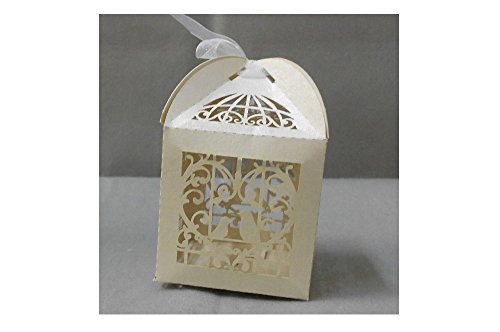 10 boîtes à dragées Cage à Oiseau (Ivoire)