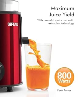 SiFENE Juicer Machine, 800W Peak Power Centrifugal Juice Extractor with 3 Inch Wide Mouth Chute, 3 Speed Control for Fruit and Vegetable, Compact Stainless Steel Juicer for Small Kitchen