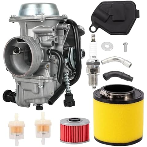 MTRPARTS TRX300 Carburetor - Perfect Fit for Honda 300 TRX300FW Fourtrax Carb ATV 1988-2000 - All-in-one Kit with Parts Air filter, Oil filter, Spark Plug, Valve Plunger Cover
