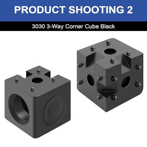 Image of 12pcs 3030 3-Way Corner Cube 3030 Extrusion Hardware T-Slot V-Slot Accessories with Screws and Nuts for 3030 Aluminum Extrusion Connector 3D Printer Accessories Black