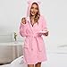 Women Short Fuzzy Robe Hood Cute Plush Bathrobe Cozy Soft Bathrobe Hooded Fashion Fleece Housecoat With Pockets