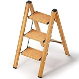 3 Step Ladder, Ladnamy Folding Step Stool with Wide Anti-Slip Pedal, Aluminum Lightweight Portable S