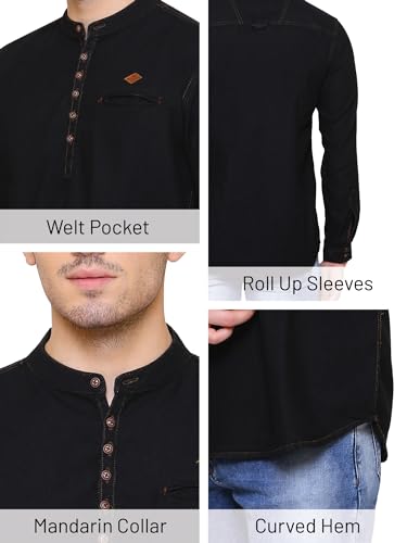 Image of Kuons Avenue Men's Short Denim Kurta | Kurta Shirt for Men