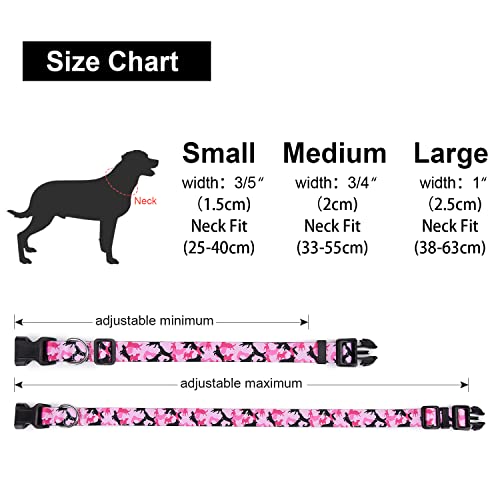 Suredoo Adjustable Nylon Dog Collar with Patterns, Soft Comfy Pet Collar for Small Medium Large Dogs (M, Dog Camouflage Pink) - Image 4