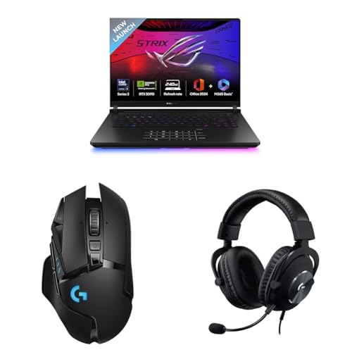 Image of ASUS ROG Strix Scar16 Gaming Laptop,Intel Core Ultra 9 275HX+24GB RTX 5090,32GB,2TB SSD with Logitech G502 LS Wireless Gaming Mouse, 25000DPI Programmable and Logitech GProX Wired Gaming Headset