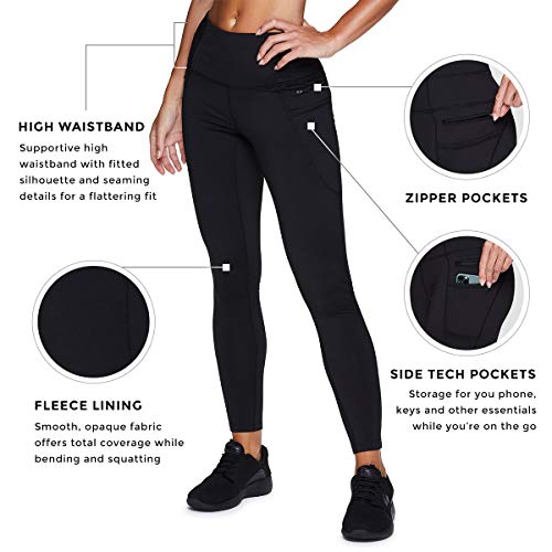 Rbx Yoga Fleece-Lined Leggings For Women- Ultra-Soft & Stretchy Yoga Pants With Pockets- Athletic Winter Gym Pants For Cold Weather- Full-Length Leggings For Running, Training, Yoga, Pilates, Sports #TOP7