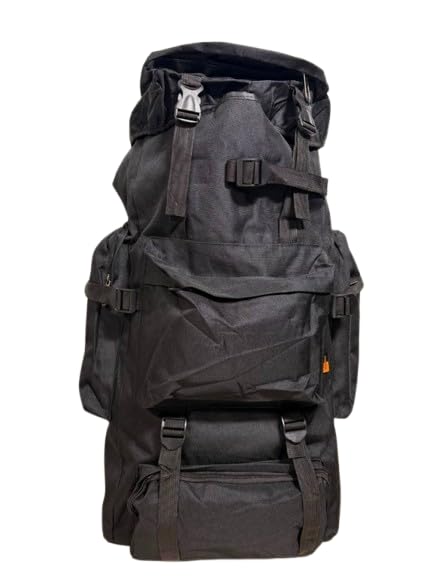 Mochila 70 Litros Camping Espaçosa Impermeável Reforçada confortável Espaçosa Ideal Trilha Acampamento Viagem, Preto
