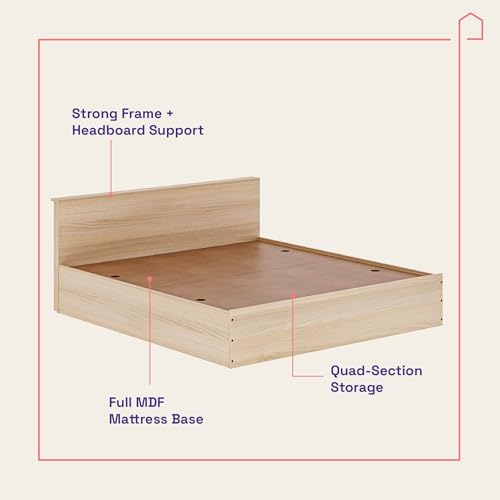 Image of Wakefit Bed | 1 Yr Warranty | King Size Bed, Comes with Storage Box, Noise-Free, Density: 680-750 kg /m, Termite & Borer Resistant, Fits Mattresses Up to 8 Inches (Taurus 72 x 72 - Columbia Walnut)