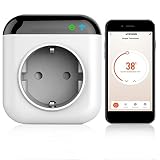 WLAN Smart Steckdose, Programmierbarer WiFi Smart Thermostat Steckdose mit Fühler, WLAN Temperaturregler Steckdose 230V mit App, Mini Temperaturregler 15A APP Control, Alexa und Google Assistent