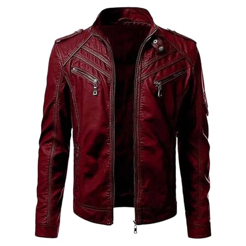 Veste de moto simili cuir homme ajustée contre le vent et le froid