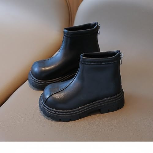 sfdgfhyf Low Heel Shoes for Toddler Black Platform Booties Kids Girls Front Zipper Cheer Shoes Outdoor Warm Non Slip2