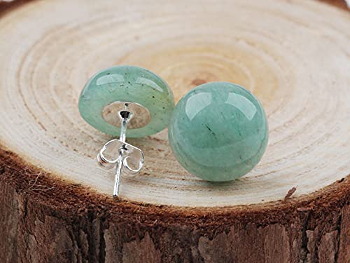 Stud Earrings for Women Jade Earring Studs for Men Genuine Green Jade Jewelry 12mm Large Earring Posts Gift for Graduation Birthday Anniversary Holidays(12mm Semi-circle, Light Green)