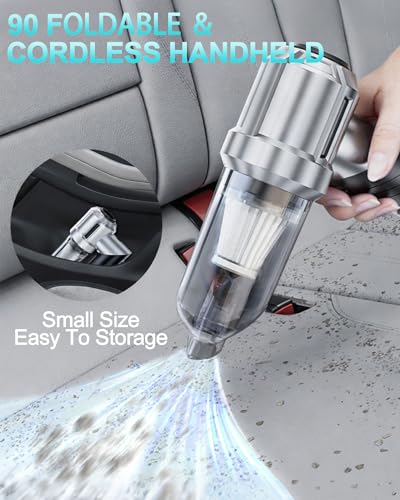 Image of houscly Portable Cordless Foldable 20000PA High Power Mini Vacuum Cleaner, 4-in-1 Compressed Duster & Air Blower & Pump, Hand Held Vacuum, Brushless Motor, for Car, Home, Office, Pet, Camping