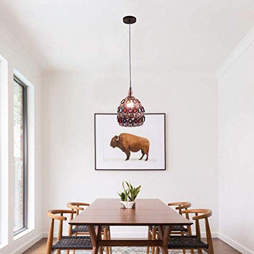 BHNUJBT Pendelleuchte Orient Laterne Pendellampe Bronze-Farbe E14 Fassung Orientalische Lampe Marokkanische Stil Design… – Bild 5