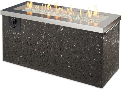 The Outdoor Greatroom Company Stainless Steel Key Largo Linear Gas Fire Pit Table - Modern Outdoor Fire Pit for Patio - Made in USA - 80,000 BTUs