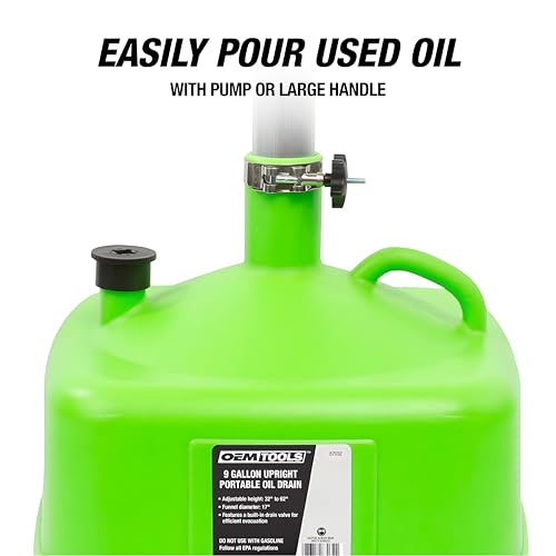 image for OEMTOOLS 87032 Oil Drain Pan with Funnel, 9 Gallon Oil Catch Pan with 