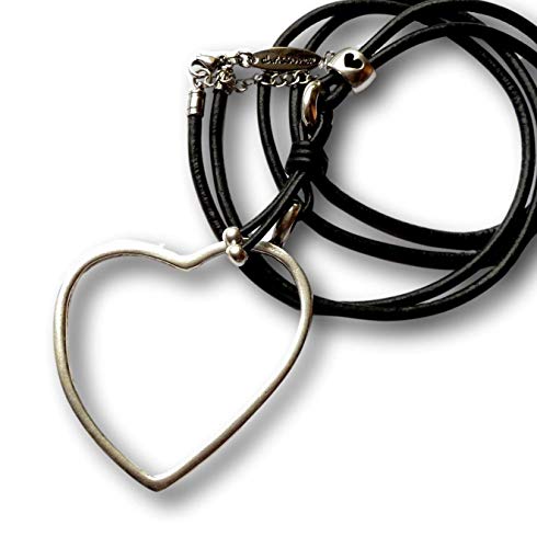 chrissona® Lederkette mit Herz, lässig lange Herzkette mit versilbertem...