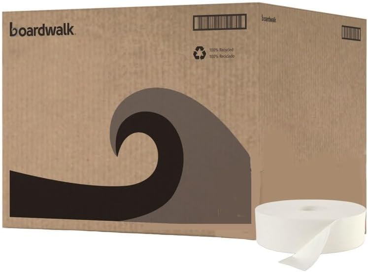 Boardwalk 6102 JRT Bath Tissue, Jumbo, 2-Ply, White, 2000 Feet/Roll, 6 Rolls/Carton