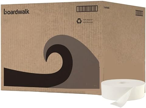 JRT Bath Tissue, Jumbo, Septic Safe, 2-Ply, White, 3.5" x 2,000 ft, 12" dia, 6 Rolls/Carton