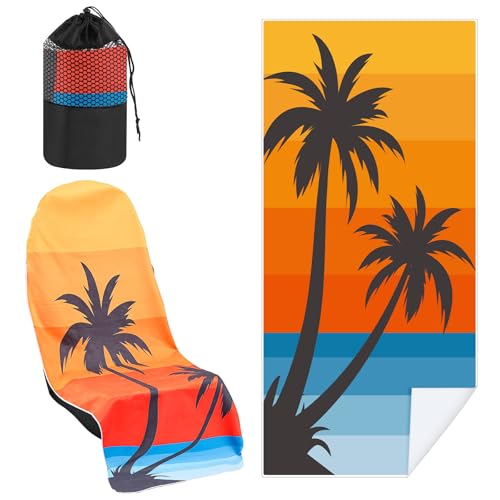 Image of 1 Pack Car Seat Towel Cover with Storage Bag, Beach Palm Trees Style
