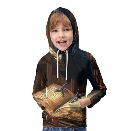 Sweat à capuche steampunk corbeau ado 13-15 ans décontracté - 5