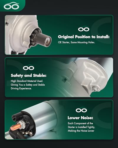 Image of SCITOO Starter Motor 17728N SM442-01 SMU0004 for Acura CL 1998-1999 3.0L Mdx 2001-2002 3.5L TL 1999 2004-2006 3.2L for Honda Accord 1998-2007 3.0L Odyssey ‎1.6kW /12 Volt CCW 9-Tooth Pinion