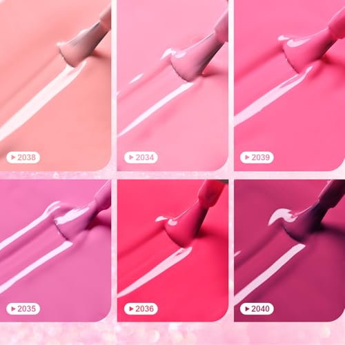 Image of GAOY Pink Gel Nail Polish Set, 6 Colors Neon Light Bright Baby Pink Soak Off UV Light Cure Gel Polish Kit for Salon and Nail Art DIY at Home