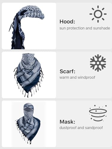 Image of FREE SOLDIER Scarf Military Shemagh Tactical Desert Keffiyeh Head Neck Scarf Arab Wrap with Tassel for Men Women